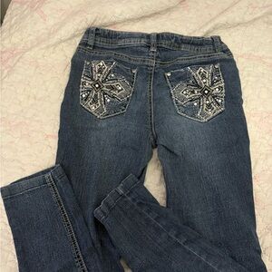 2000’s Blinged cross Blue Embellished Women's Jeans